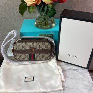 NWT Authentic Gucci Supreme Ophidia Triple Compartment Crossbody Bag